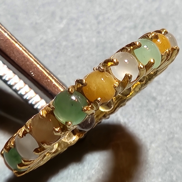 Elegant Gold Multi-Color Gemstone Ring - Picture 2 of 2